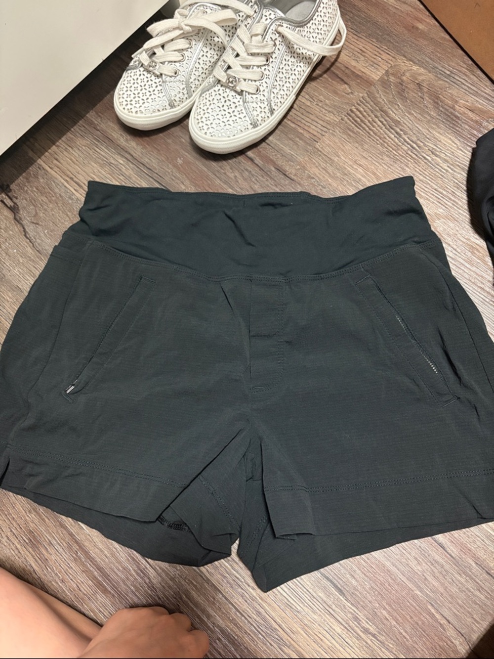 Women's Black Athletic Shorts with Wide Waistband